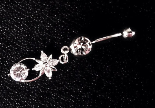 Designer surgical steel piercing with flowers and crystals