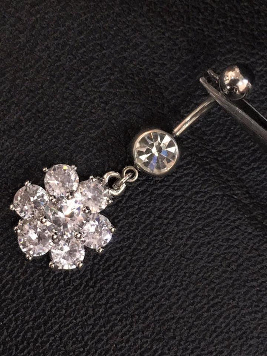 Flower designer surgical steel piercing with crystals