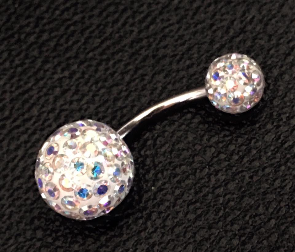 Surgical steel navel piercing with Swarovski