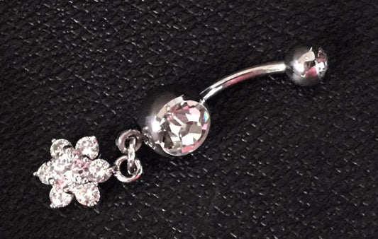 Designer surgical steel piercing with flowers and crystals